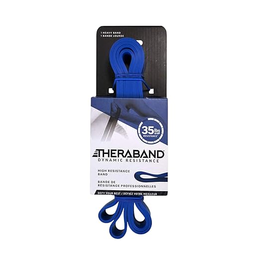 THERABAND High Resistance Band, Elastic Super Bands for Improving Flexibility, Injury Rehab, & Full Body Workouts, Heavy Duty Stretch Bands for Powerlifting, Heavy, Blue, 35 lbs. Resistance