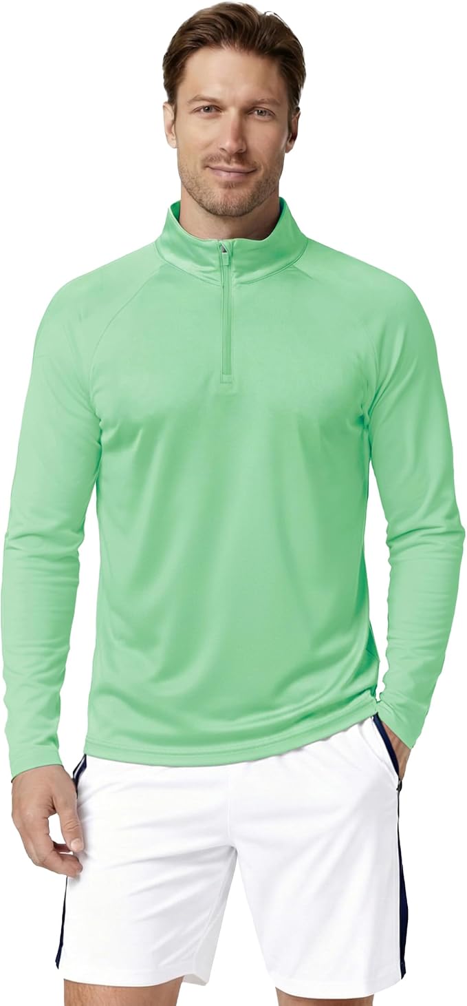 Boladeci Men's UPF 50+ Sun Shirts 1/4 Zip Long Sleeve SPF UV Protection Lightweight Quick Dry Quarter Zip Golf Shirts