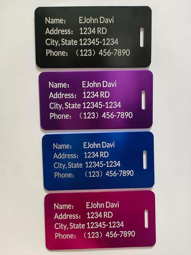 (5Pack) Custom Personalized Luggage Tags-Customized Unique tag for Suitcase Backpack Travel,Bags (Blue (3.8×2))