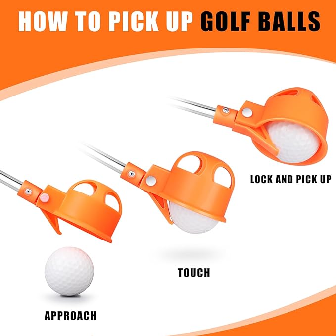 Golf Ball Retriever, 9Ft/12Ft/17Ft/20Ft Professional Stainless Steel Golf Ball Retriever, Telescopic Golf Ball Retriever for Water