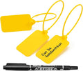 50pcs Luggage Tags Plastic Seals Shipping Label Logistics Sign Tie Bag Tag, Sealing Storage Multi Purpose Name ID Tag with Marker for Suitcases, Backpack, Schoolbag, Car Key (Yellow)