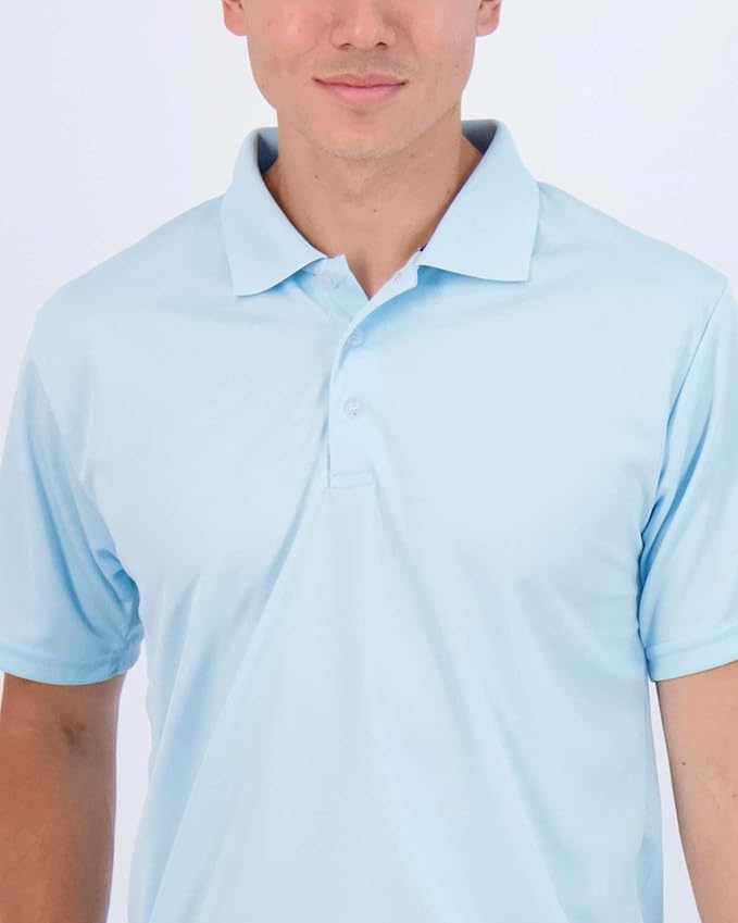 Real Essentials 3 Pack: Men's Quick-Dry Short Sleeve Athletic Performance Polo Shirt (Available in Big & Tall)