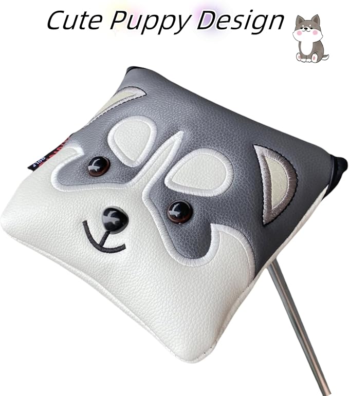 Lovely Golf Mallet Putter Cover Head Cover Headcover, Magnetic Putter Cover Mallet for Men, PU Leather Golf Club Cover Protection, Golf Mallet Putter Headcover for Golf Clubs