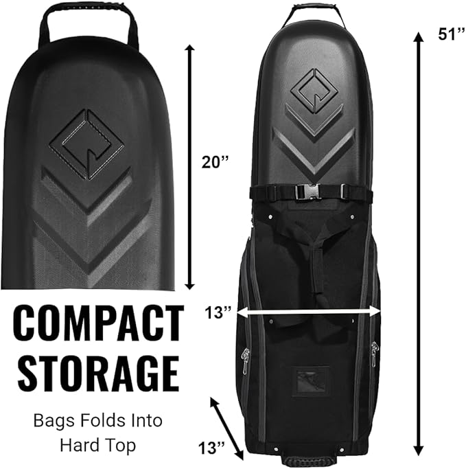 CaddyDaddy Enforcer Golf Travel Bag Crush Resistant Hard Top Protection, 1 Year Full Replacement Coverage, Durable Thick Nylon, Wheels & Lockable XL Zippers. Case for Transporting Clubs on Airlines