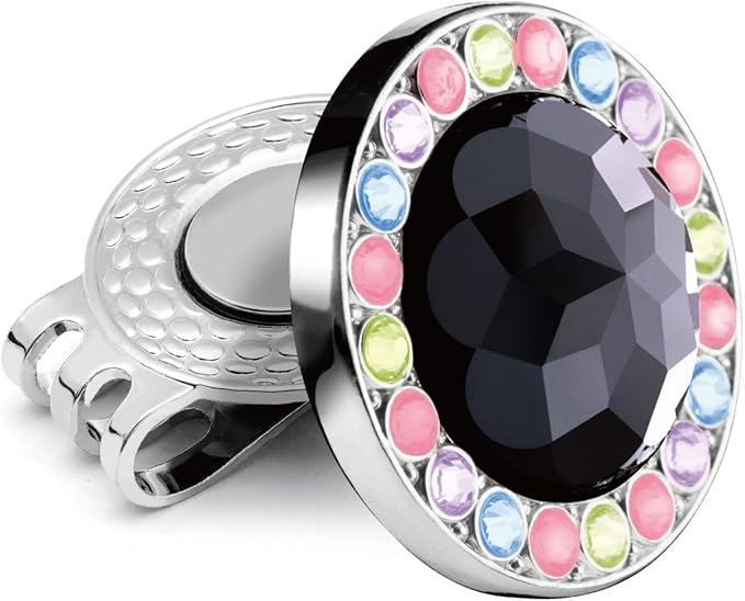 Golf Ball Marker Hat Clip with Ceramic Crystal Ball Marker (20mm Small Size) Gifts Accessories for Golfers