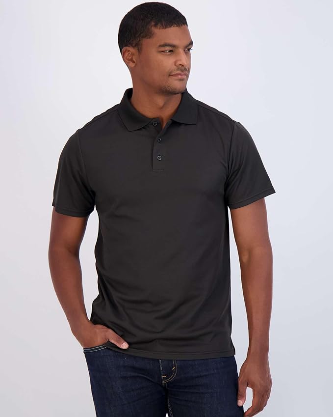 Real Essentials 3 Pack: Men's Quick-Dry Short Sleeve Athletic Performance Polo Shirt (Available in Big & Tall)