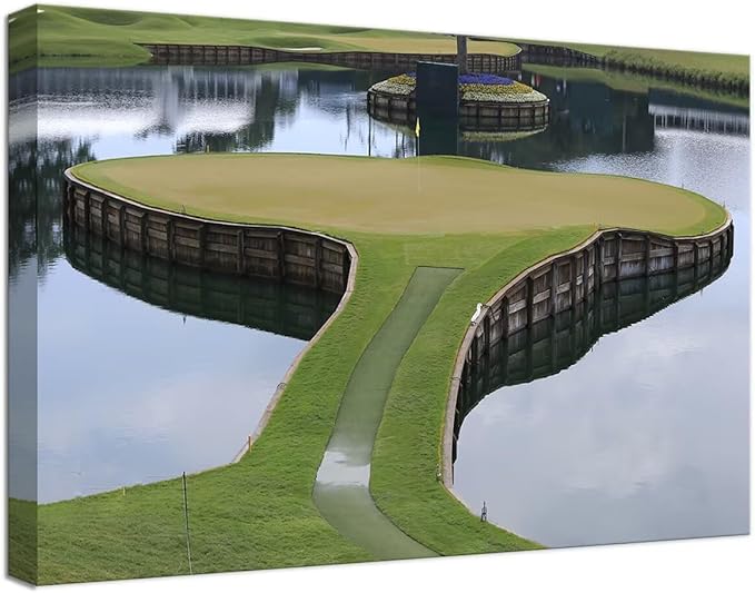 TPC Sawgrass Golf Course Wall Art for Living Room Bedroom Bathroom Home Decorations Golf Posters Canvas Prints Golf Pictures Framed Artwork Ready to Hang(12''H x 16''W)