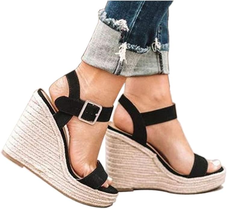VICKI·VICKI Wedges for Women Platform Sandals Wedge Heels for Sandals Comfortable Summer Espadrille Shoes Ankle Strap&Open Toe