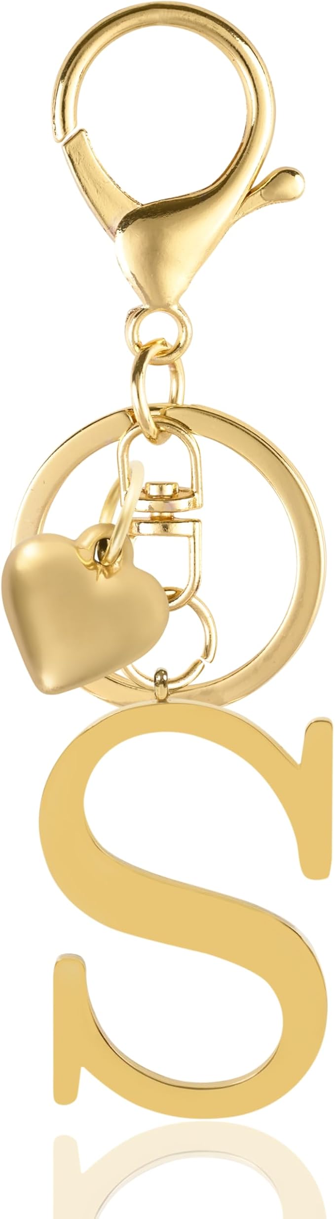 Metal Heart Alphabet Keychain for Women, Girls - Cute Initial Letter Accessories for Purse, Bag Charms and Backpack