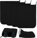 4 Pcs Travel Shoe Bags Spandex Shoes Pouch with Interior Divider and Drawstring for Women Men Luggage Packing (Black)