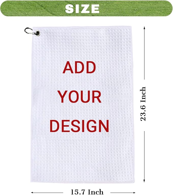 Personalized Golf Towels with Photo,Custom Microfiber Towel for Golf Bags with Clip 16"x24",Customized Picture Text Monogram Name, Accessories for Men Women Birthday Gifts for Golfer Fans Lover