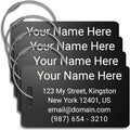 Heavy Duty Personalized Luggage Tags for suitcases - Handmade Customized Laser Engraved Metal Luggage Tags with Stainless Steel Wire Loops Pack of 4 (Black, 2x3.5)