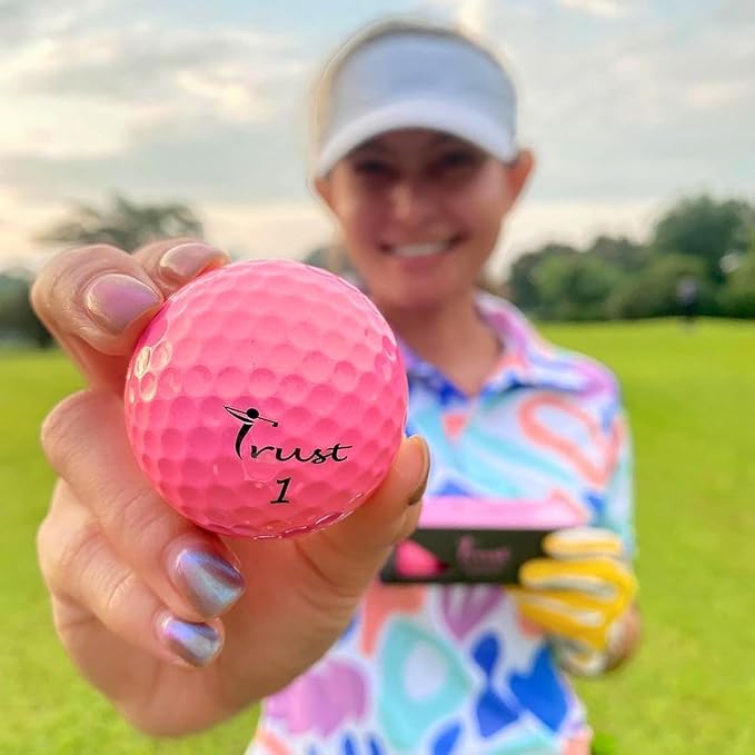 Trust Golf Balls - Aurora & Rosa Crystal Urethane Series | Eye-Catching & Easy to Spot | Maximum Distance, Soft Feel, Straight Flight, & Greenside Control | Blue, Orange, Pink, Yellow | 12 or 48 Balls