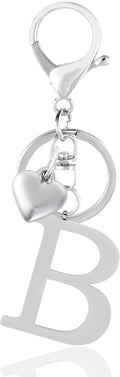 Metal Heart Alphabet Keychain for Women, Girls - Cute Initial Letter Accessories for Purse, Bag Charms and Backpack