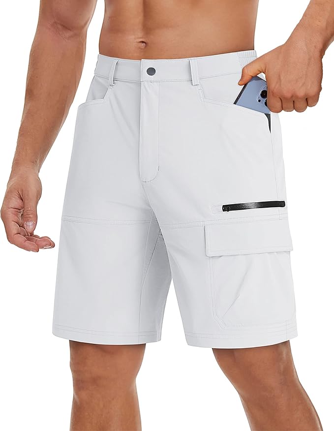 TACVASEN Men's Summer Outdoor Shorts Quick Dry Cargo Casual Work Hiking Shorts (NO Belt)