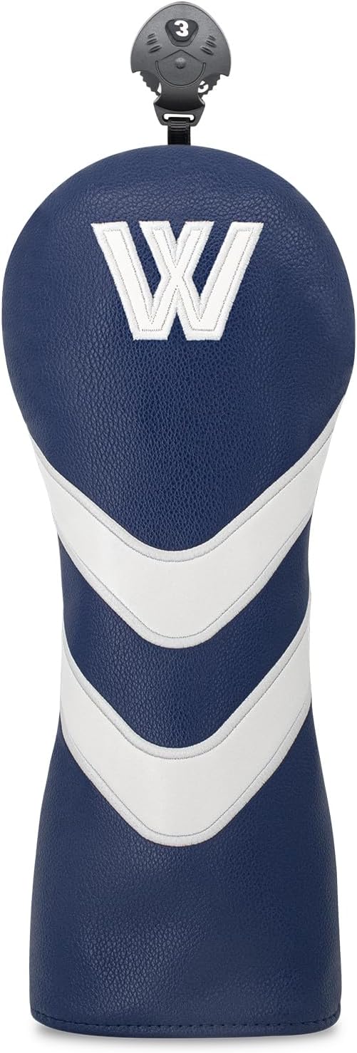 Golf Head Cover Golf Club Blue Leather Headcovers Set Fits Driver Fairway Wood Hybrid Utility Putter Iron Wedge Headcover.