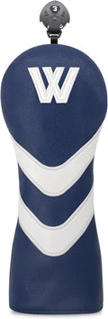 Golf Head Cover Golf Club Blue Leather Headcovers Set Fits Driver Fairway Wood Hybrid Utility Putter Iron Wedge Headcover.