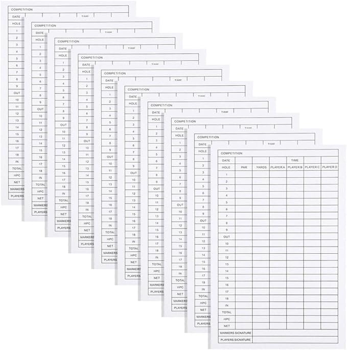 30pcs Golf Scorecards Durable Coated Paper Score Record Tools for Keeping Lightweight and Portable Design for Golf Courses and Statistics Tracking
