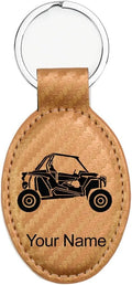 LaserGram Oval Keychain, Off Road Racer, Personalized Engraving Included (Carbon Fiber Bronze)