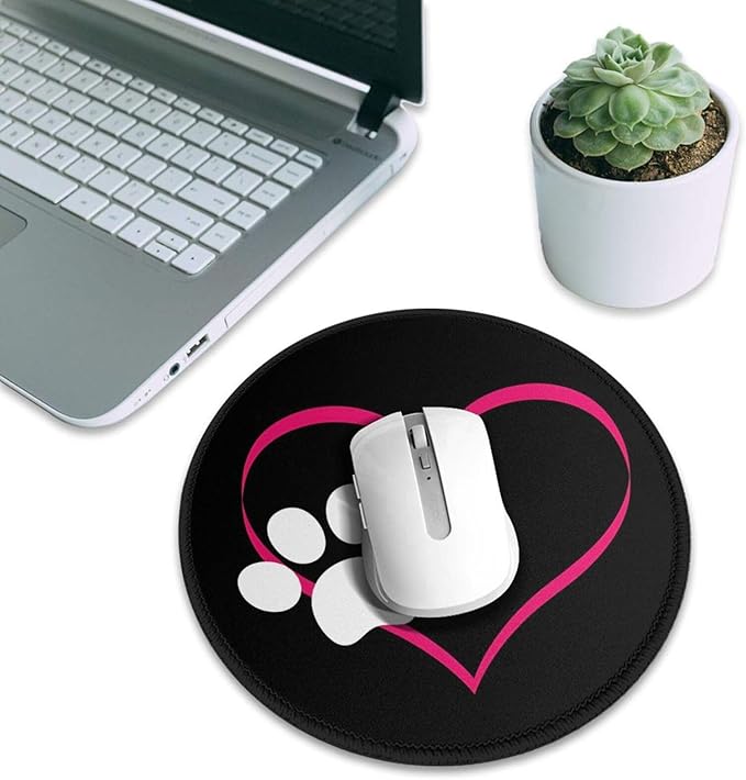 Dog Paw Heart Mouse Pad, Mouse Pads for Desk, Stitched Edge Mousepad with Non-Slip Rubber Base, Gaming Mouse Mat for Computer Laptop Home Office
