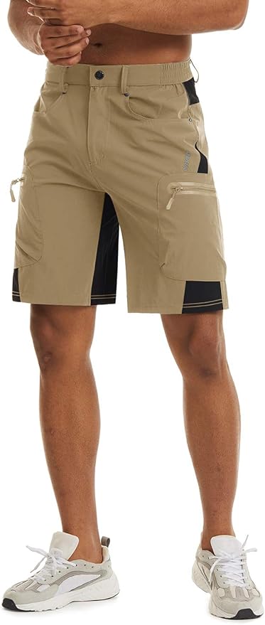 TACVASEN Men's Hiking Cargo Shorts 10" with Zipper Pockets Quick Dry Casual Stretch Golf Work Short Outdoor Summer