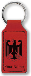 LaserGram Rectangle Keychain, Coat of Arms Germany, Personalized Engraving Included (Red)