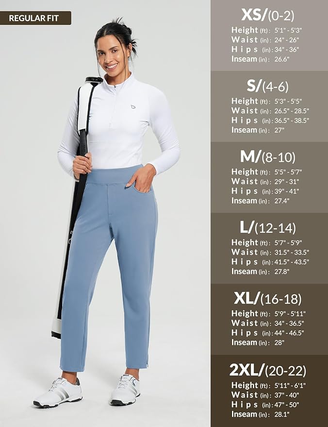 baleaf Women's Fleece Lined Pants Stretch Water Resistant Winter Thermal Travel Pants Cold Weather Gear Pockets Work Golf