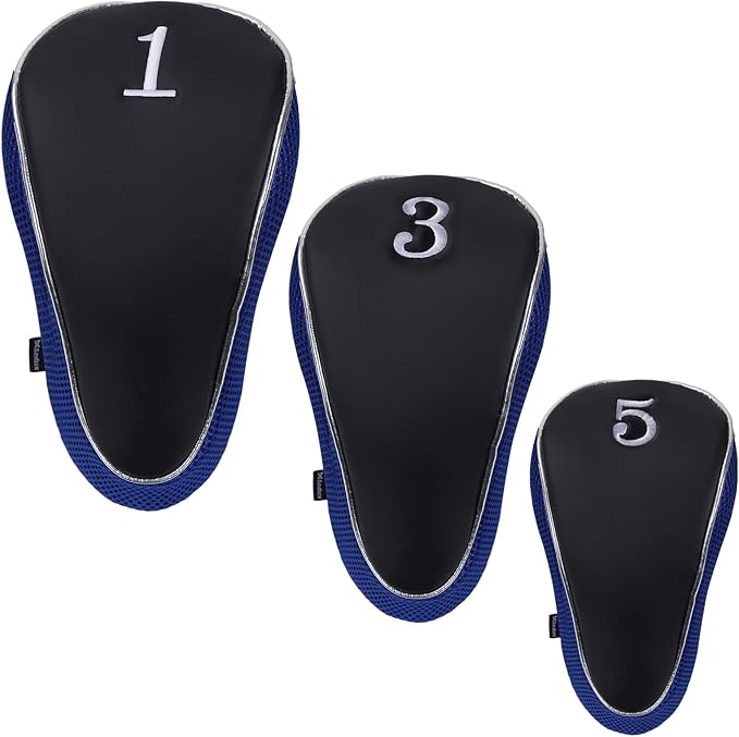 Andux Golf Club Driver Wood Head Covers with Hook & Loop Set of 3