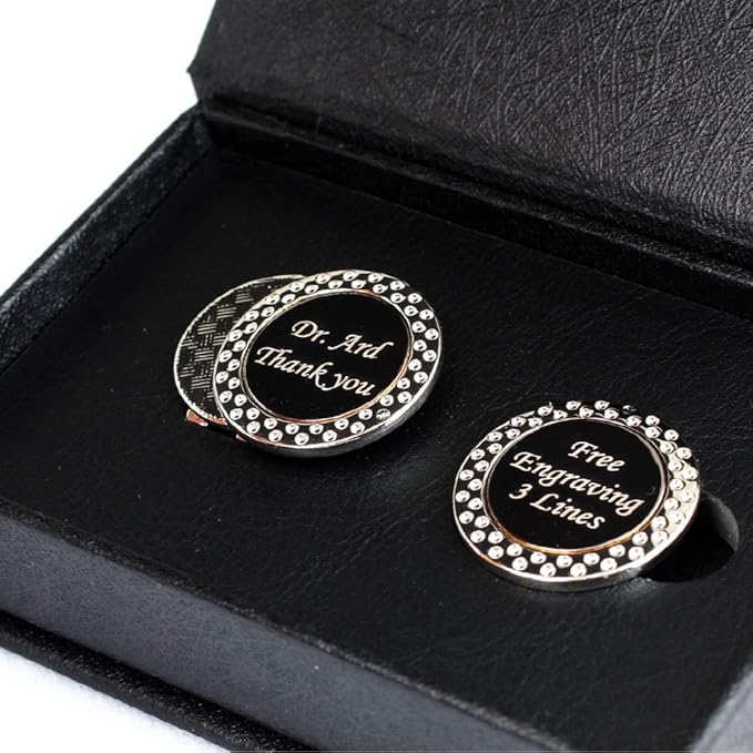 Free Engraving - 2 Sets of Golf Ball Markers with Hat Clip, Premium Golf Gifts for Men by Womens
