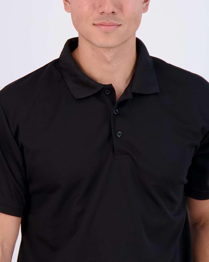 Real Essentials 3 Pack: Men's Quick-Dry Short Sleeve Athletic Performance Polo Shirt (Available in Big & Tall)