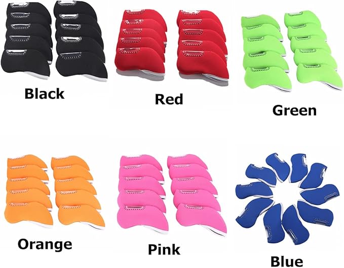 Sword &Shield sports 10pcs Neoprene Golf Iron Club Covers See Through Window Head Cover