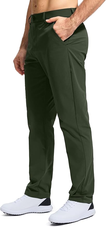 Pudolla Men's Golf Pants Stretch Work Dress Comfy Pants 30"/32"/34" Lightweight Quick Dry Casual Slacks Trousers with Pockets