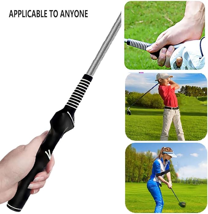Golf Grip Swing Training Aids Right-Handed Golf Trainer Grips with Swing Correcting Arm Band Golf Swing Trainer Arm Band Attachment Golf Training Combo for Teenager Adult and Beginner(Black)