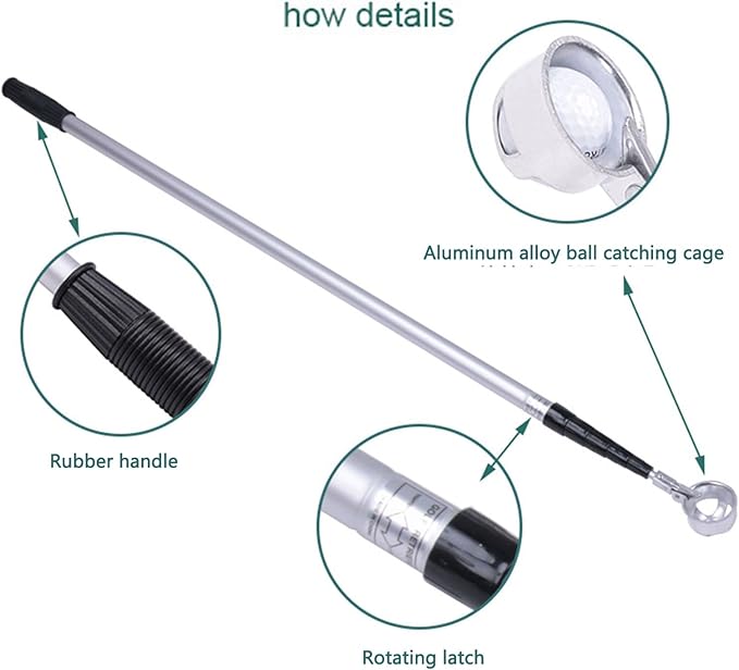 Golf Ball Grabber, Aluminum Alloy Ball Retriever, K Head Lockable Retrieve Tool for Water
