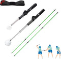 Retractable Golf Swing Trainer - Golf Swing Training Aid, Non-Slip Golf Grip Trainer, Strength & Tempo Training, Golf Alignment Sticks & Arm Band, Indoor Outdoor Golf Swing Practice