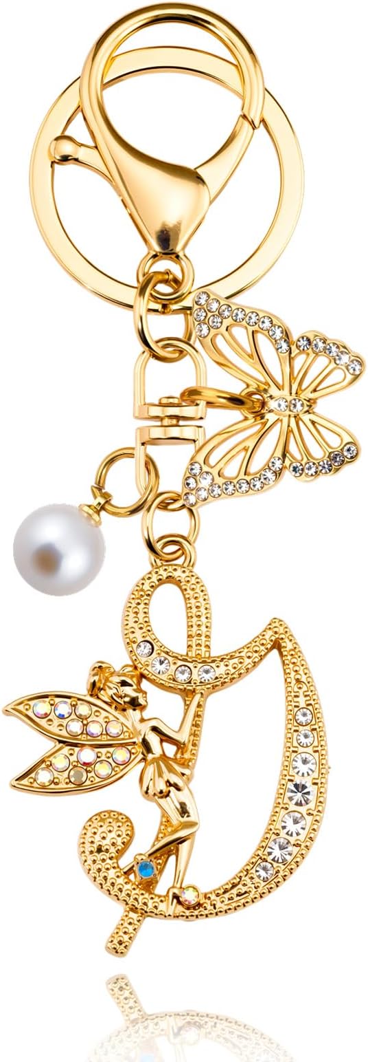 Initial Keychain Bag Charm Women Purse Charms for Handbags Accessories Charm for Wallet Butterfly Pendant for Girls