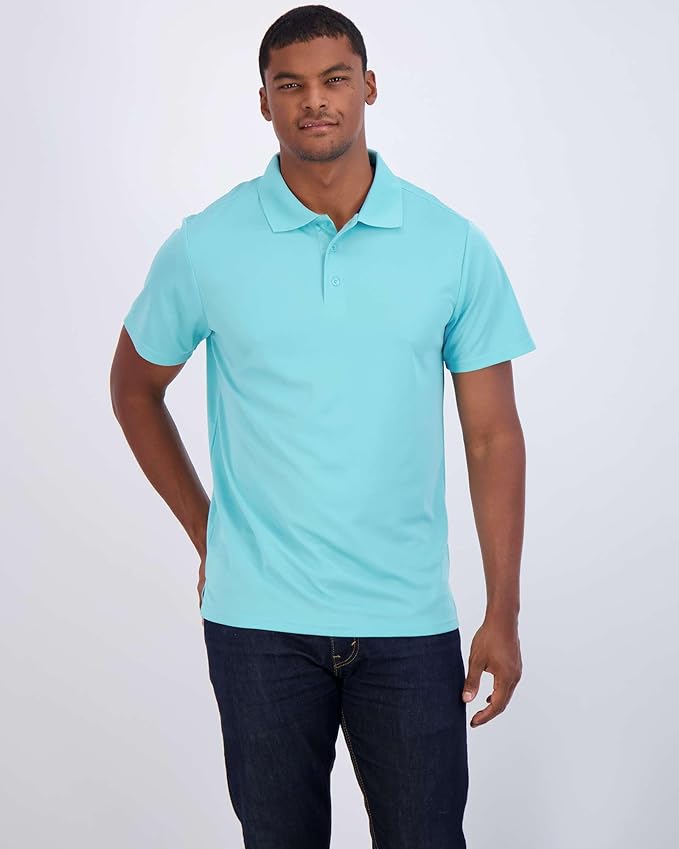 Real Essentials 3 Pack: Men's Quick-Dry Short Sleeve Athletic Performance Polo Shirt (Available in Big & Tall)