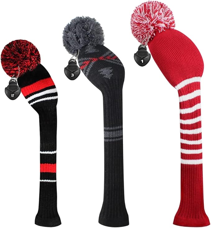 Scott Edward Knit Golf Head Covers for Woods Set of 3 Fits Well Driver(460cc) Fairway Wood and Hybrid(UT) The Perfect Change for Golf Bag