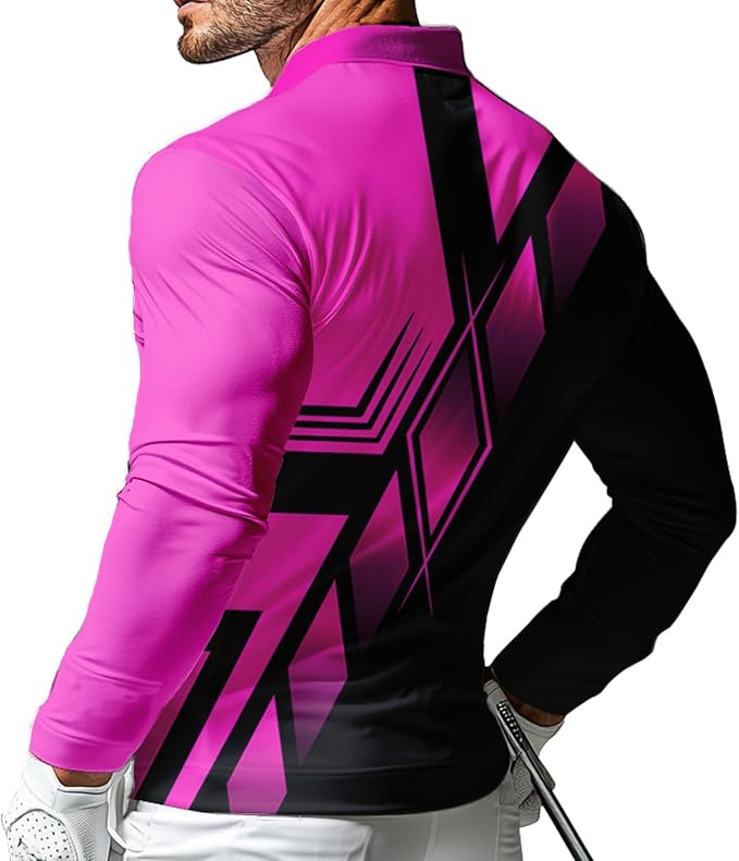 Men's Long Sleeve Golf Shirt Quick Dry 3 Button Work Fishing Outdoor Casual Collar Shirt