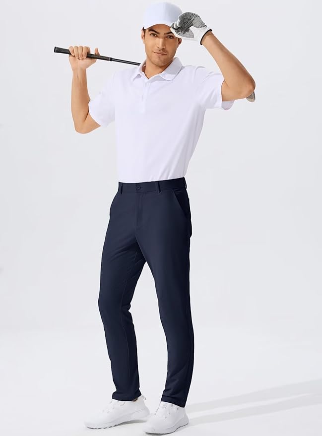 QPNGRP Men's Golf Pants 30"/32"/34" Inseam Lightweight Stretch Work Dress Pants