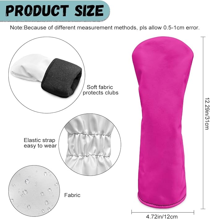 Golf Club Head Covers for Club Protective, Waterproof PU Leather Driver Fairway Wood Hybrid Head Cover
