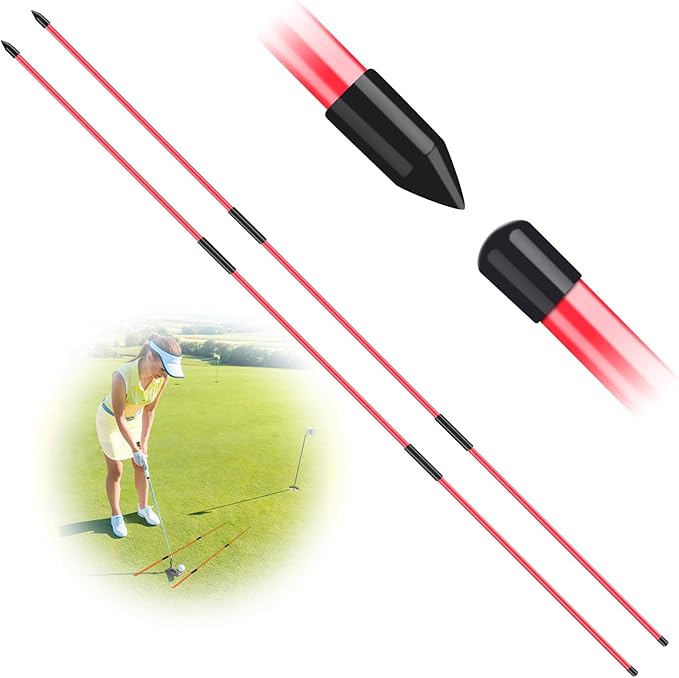 FINGER TEN Golf Alignment Sticks Rods Swing Trainer Tools 48 Inch 2 Or 3 Pack, Fits in Golf Bag Tour Stickers Practice Training Aid