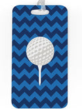 ChalkTalkSPORTS Golf Luggage & Bag Tag | Golf Ball and Tee | Custom Info on Back | Large | Blue
