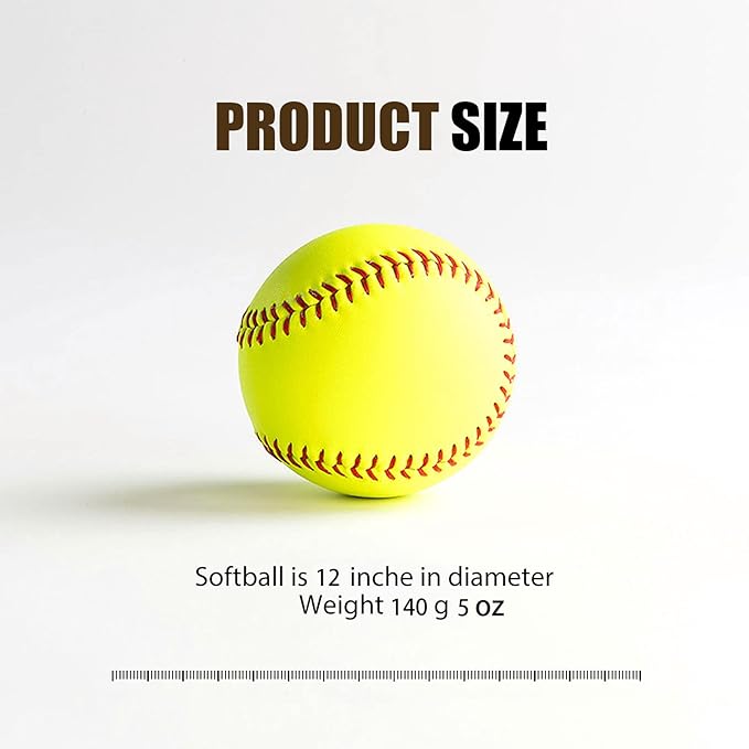 Practice Softballs - 12 Inch Fastpitch Softballs, Official Size and Weight，Soft Toss, Batting, Fielding, Hitting, Pitching
