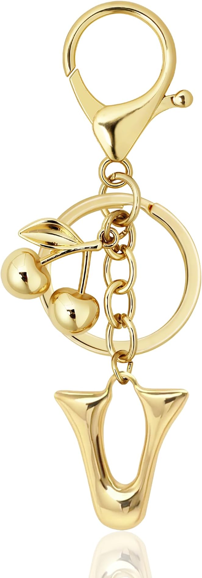 Gold Bubble Heart, Cherry, Bow & More Designs Letter Initial Keychain Bag Charms – Cute Purse Charms for Handbags