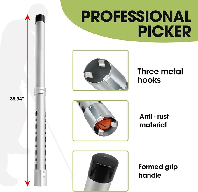 Golf Ball Shag Tube Professional Golf Ball Picker Upper Aluminum Golf Ball Retriever Collector Practice Pick-up Sucker Tool