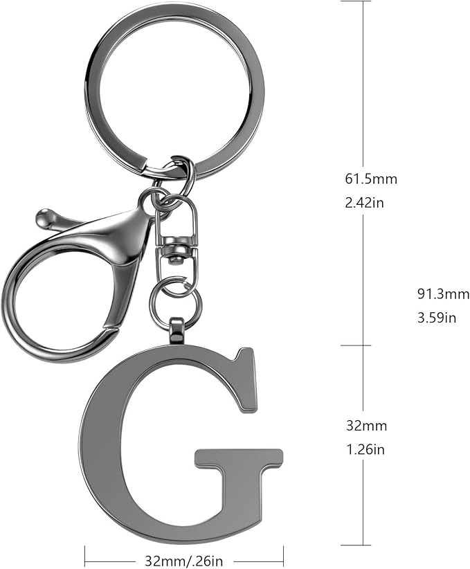 LAXPICOL Gold Letter A-Z Keychain for Women Bag Charms Purse Charms For Handbags Metal Alphabet Initial Letter Keychain