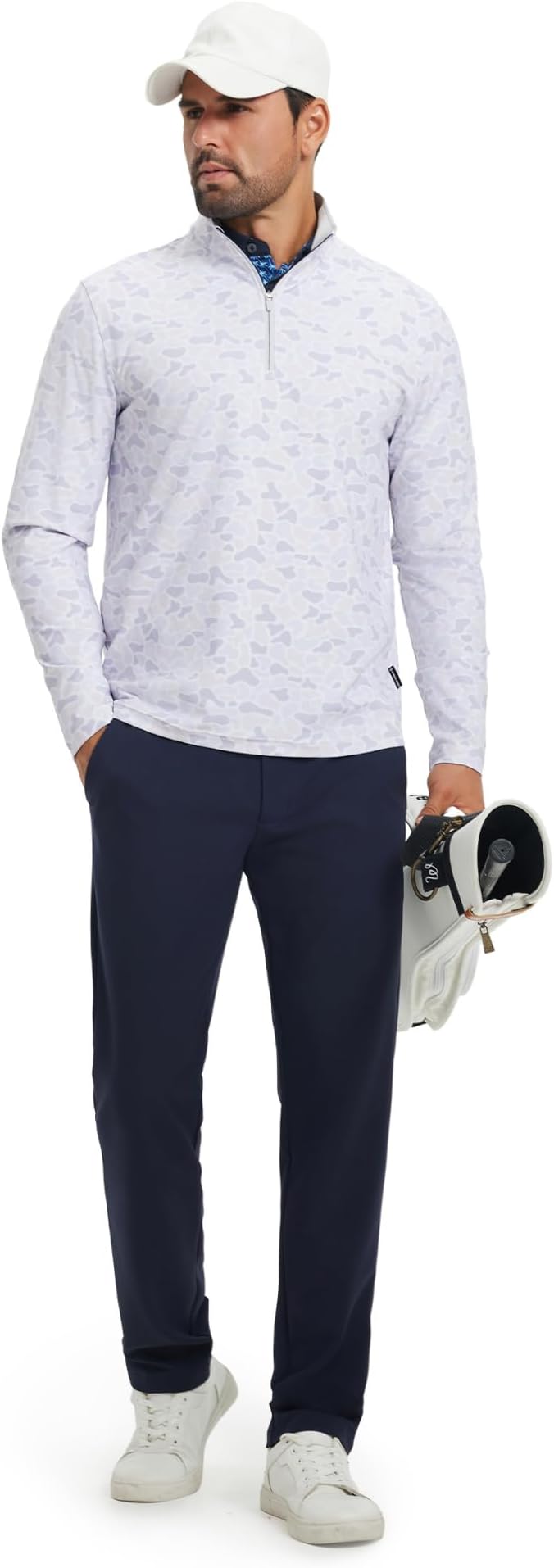 M MAELREG Quarter Zip Golf Pullover Men Dry Fit Long Sleeve Performance Wicking 1/4 Zip Full Print Pullover Mens Sweatshirt