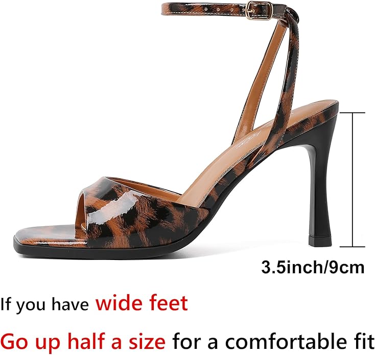 Mostrin Strappy Heels for Women Square Open Toe Lace Up Heeled Sandals Ankle Strap Sexy Stiletto High Heels for Party, Prom, Dating, Wedding