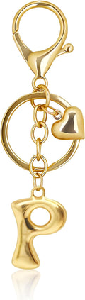 Gold Bubble Heart, Cherry, Bow & More Designs Letter Initial Keychain Bag Charms – Cute Purse Charms for Handbags